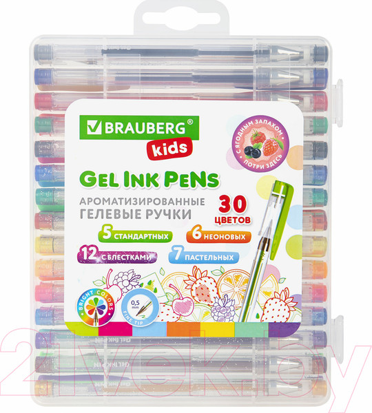 Изображение товара Набор гелевых ручек Brauberg Kids Fruits / 143823 (30цв)