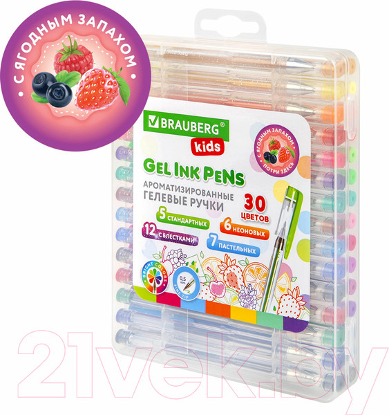 Изображение товара Набор гелевых ручек Brauberg Kids Fruits / 143823 (30цв)