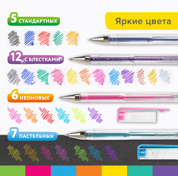 Изображение товара Набор гелевых ручек Brauberg Kids Fruits / 143823 (30цв)