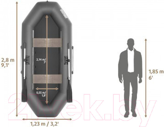 Изображение товара Надувная лодка Тонар Бриз 280 / 4999928 (серый)