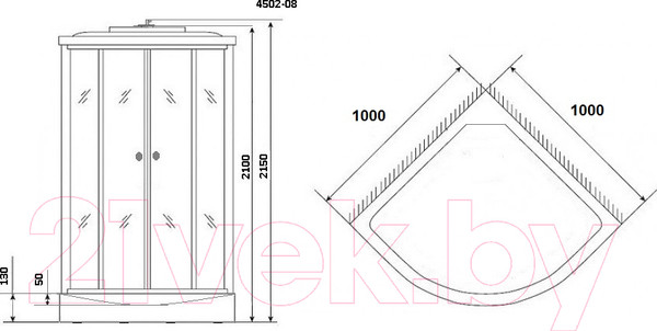 Изображение товара Душевая кабина Niagara NG-4502-14 100x100 (мозаика стекло)