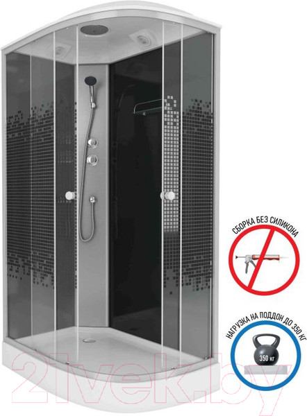 Изображение товара Душевая кабина Niagara NG-4512-14L 120x80 (черный/мозаика стекло)