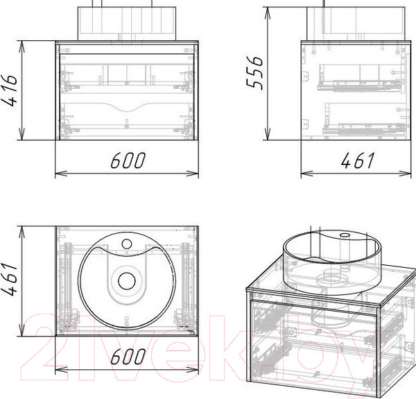 Изображение товара Тумба под умывальник Grossman Смарт 60 / 106009