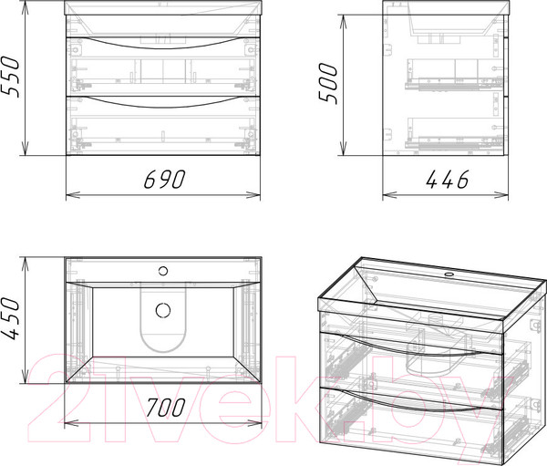 Изображение товара Тумба под умывальник Grossman Талис 70 / 107011