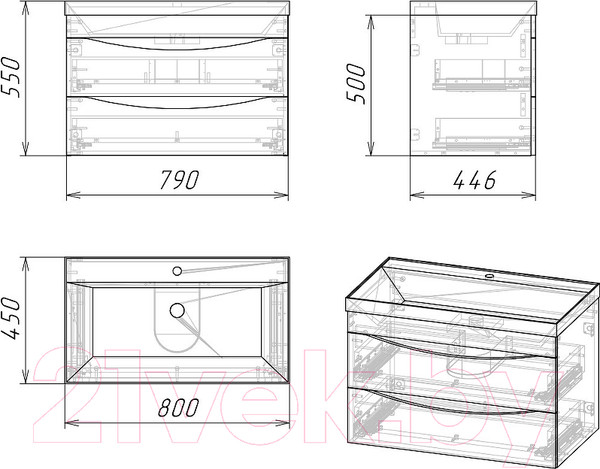 Изображение товара Тумба под умывальник Grossman Талис 80 / 108013