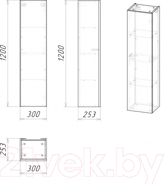 Изображение товара Шкаф-полупенал для ванной Grossman Альба 30 / 303009