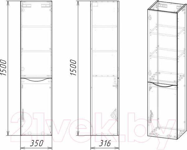 Изображение товара Шкаф-полупенал для ванной Grossman Талис 35 / 303507