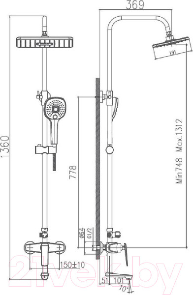 Изображение товара Душевая система со смесителем Haiba HB24548-7