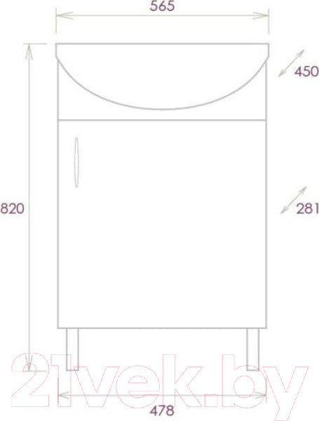 Изображение товара Тумба под умывальник Onika Эко 52.10 / 105209 (дуб сонома)