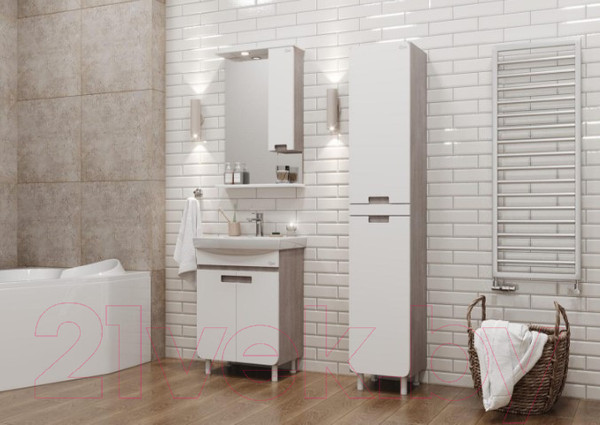 Изображение товара Шкаф с зеркалом для ванной Onika Харпер 52.01 / 205216 R (белый глянцевый)