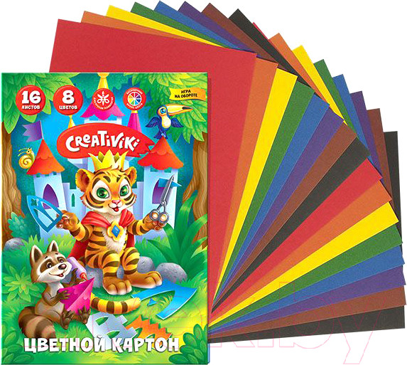 Изображение товара Набор цветного картона Creativiki КЦ16Л8ЦКР (8цв)