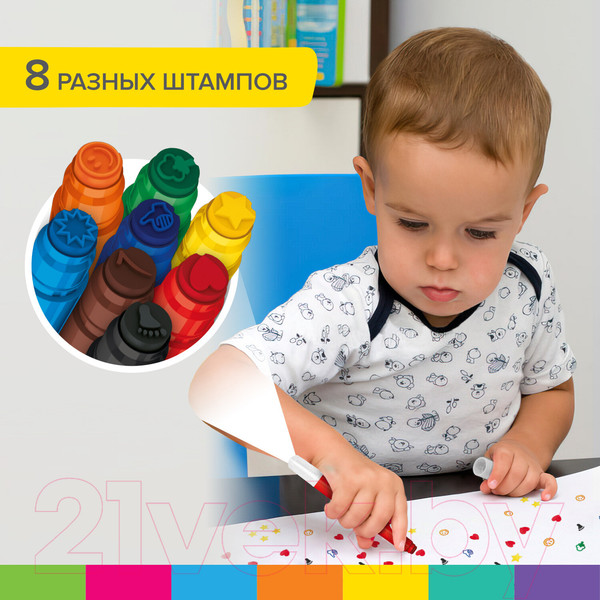 Изображение товара Фломастеры Brauberg Kids Funny Stamps / 152179 (8цв)