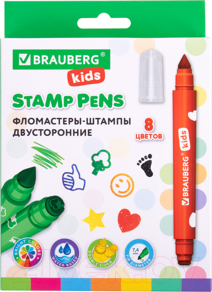 Изображение товара Фломастеры Brauberg Kids Funny Stamps / 152179 (8цв)