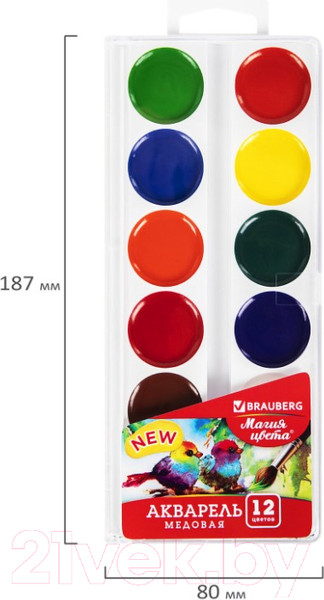 Изображение товара Акварельные краски Brauberg Магия Цвета / 192286 (12цв)