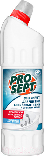 Изображение товара Чистящее средство для ванной комнаты Prosept Bath Acryl Гель для душевых кабин и акриловых ванн (1л)