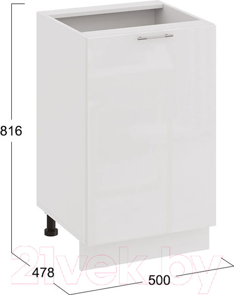 Изображение товара Шкаф-стол кухонный ТриЯ Весна 1Н5 (белый/белый глянец)