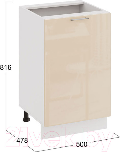 Изображение товара Шкаф-стол кухонный ТриЯ Весна 1Н5 (белый/ваниль глянец)