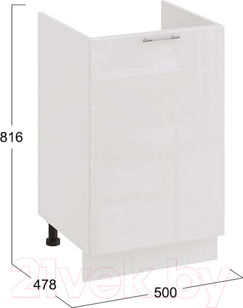 Изображение товара Шкаф под мойку ТриЯ Весна 1Н5М (белый/белый глянец)