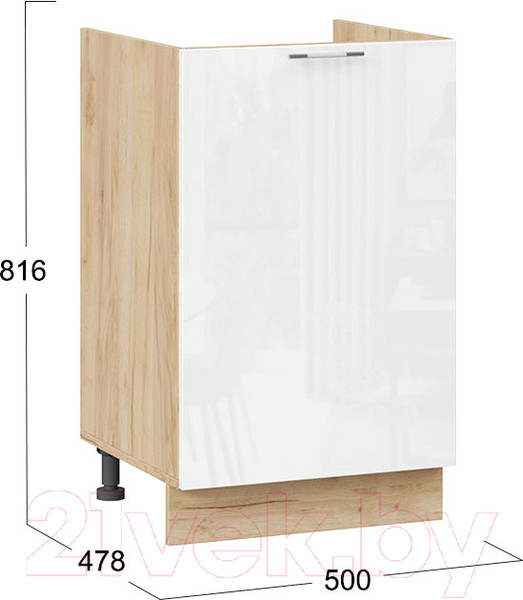 Изображение товара Шкаф под мойку ТриЯ Весна 1Н5М (дуб крафт золотой/белый глянец)