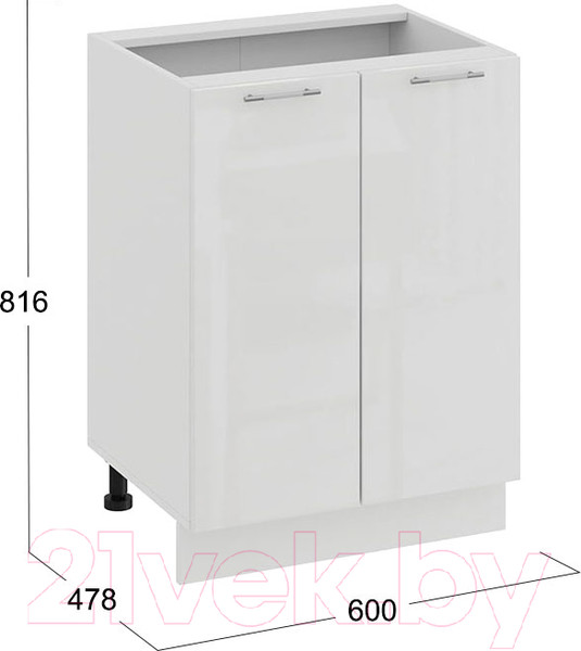 Изображение товара Шкаф-стол кухонный ТриЯ Весна 1Н6 (белый/белый глянец)