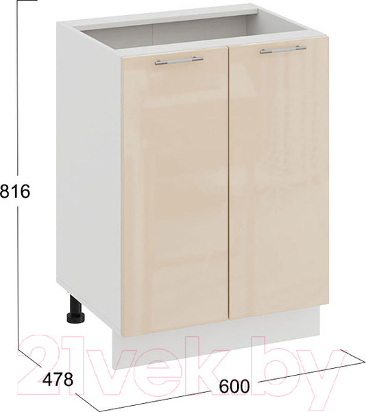 Изображение товара Шкаф-стол кухонный ТриЯ Весна 1Н6 (белый/ваниль глянец)