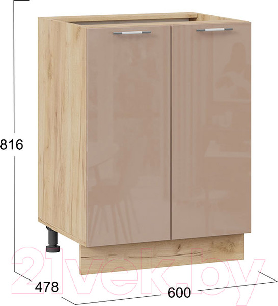 Изображение товара Шкаф-стол кухонный ТриЯ Весна 1Н6 (дуб крафт золотой/кофе с молоком)