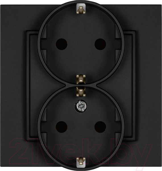Изображение товара Розетка Karlik Mini 12MGP-2sp 2Х2P+Z (черный матовый)
