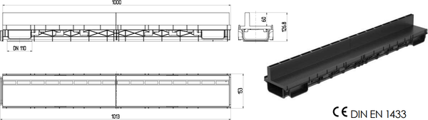 Изображение товара Лоток водоотводный Ecoteck Lite 100 h56 / ДИ 19005000