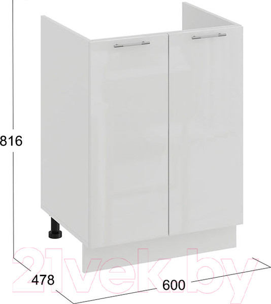 Изображение товара Шкаф под мойку ТриЯ Весна 1Н6М (белый/белый глянец)