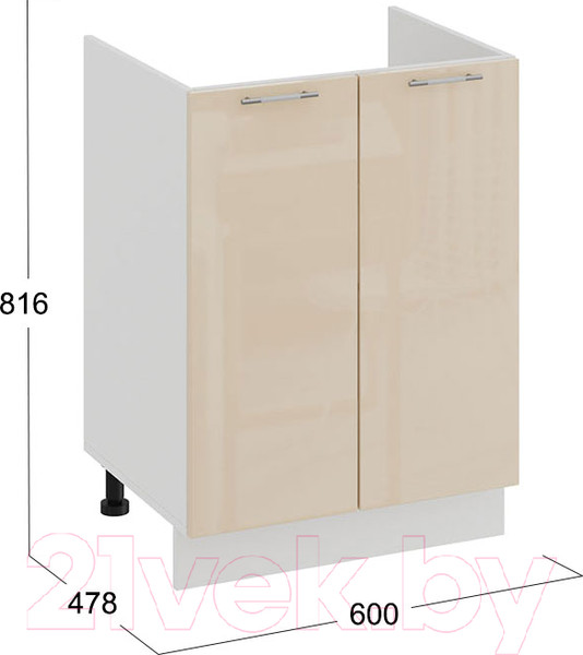 Изображение товара Шкаф под мойку ТриЯ Весна 1Н6М (белый/ваниль глянец)
