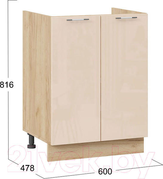 Изображение товара Шкаф под мойку ТриЯ Весна 1Н6М (дуб крафт золотой/ваниль глянец)