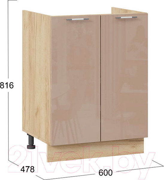 Изображение товара Шкаф под мойку ТриЯ Весна 1Н6М (дуб крафт золотой/кофе с молоком)