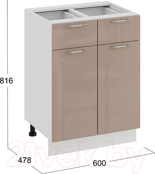 Изображение товара Шкаф-стол кухонный ТриЯ Весна 1Н6Я1 (белый/кофе с молоком)