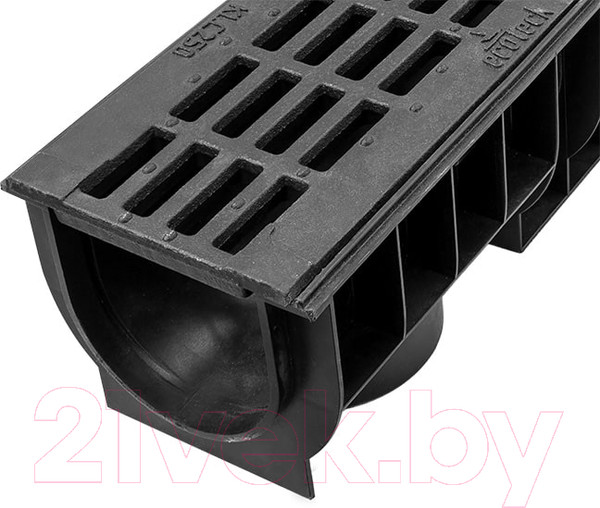 Изображение товара Лоток водоотводный Ecoteck Standart 100.125 h129 / ДИ 11305000 (с решеткой)