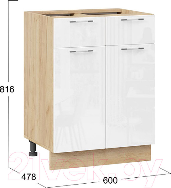 Изображение товара Шкаф-стол кухонный ТриЯ Весна 1Н6Я1 (дуб крафт золотой/белый глянец)