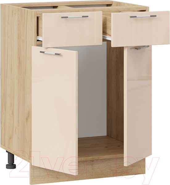 Изображение товара Шкаф-стол кухонный ТриЯ Весна 1Н6Я1 (дуб крафт золотой/ваниль глянец)