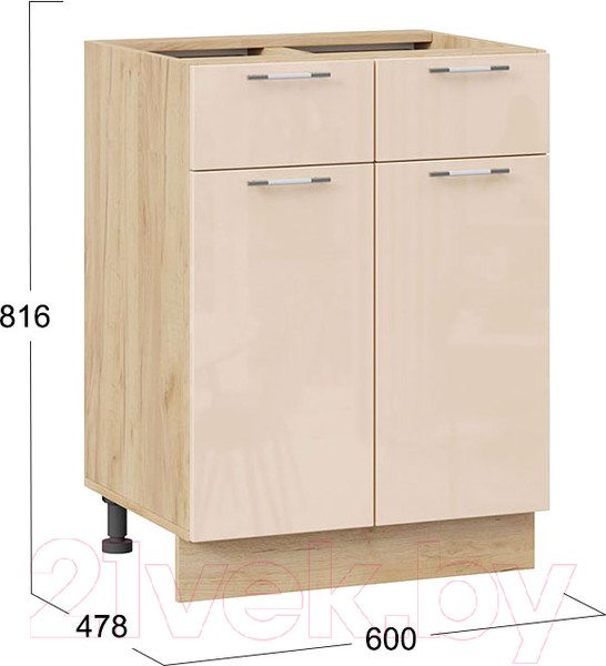 Изображение товара Шкаф-стол кухонный ТриЯ Весна 1Н6Я1 (дуб крафт золотой/ваниль глянец)