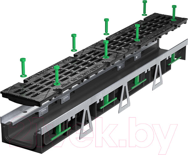 Изображение товара Лоток водоотводный Ecoteck 100.65 h65 / ДИ 09205000 (с решеткой)