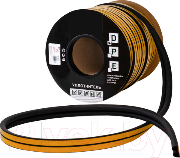 Изображение товара Лента уплотнительная Vettore D-профиль Black (9x7.5мм, 100м, черный)