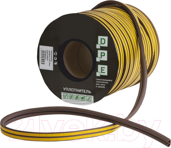 Изображение товара Лента уплотнительная Vettore D-профиль BR (9x7.5мм, 100м, коричневый)