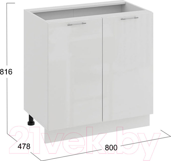 Изображение товара Шкаф-стол кухонный ТриЯ Весна 1Н8 (белый/белый глянец)