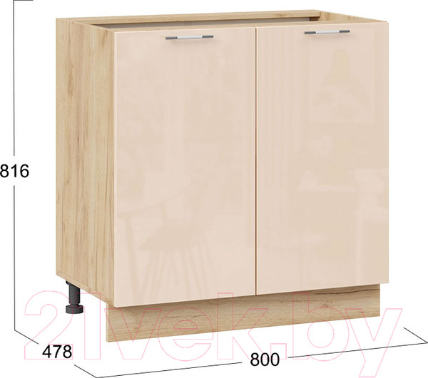 Изображение товара Шкаф-стол кухонный ТриЯ Весна 1Н8 (дуб крафт золотой/ваниль глянец)