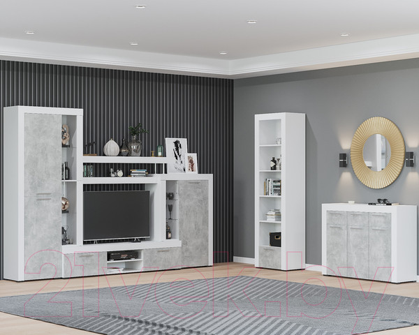 Изображение товара Стенка Mebel-Ars Мартин (белый/ателье светлый)