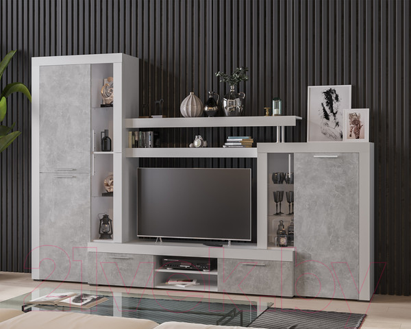 Изображение товара Стенка Mebel-Ars Мартин (белый/ателье светлый)