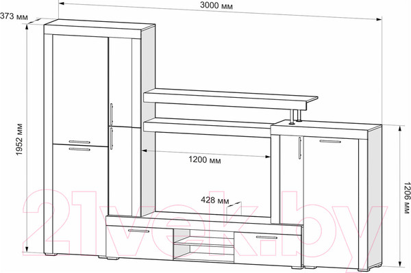 Изображение товара Стенка Mebel-Ars Мартин (венге цаво/белый)