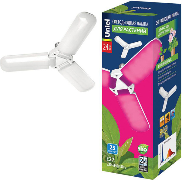 Изображение товара Светильник для растений Uniel LED-P65-24W/SPSB/E27/FR/P3 PLP32WH / UL-00007407