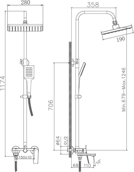 Изображение товара Душевая система со смесителем Haiba HB24533-3