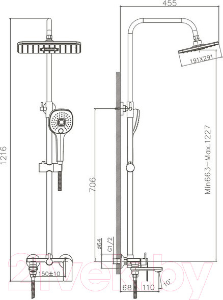 Изображение товара Душевая система со смесителем Haiba HB24505-8