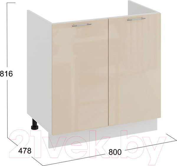 Изображение товара Шкаф под мойку ТриЯ Весна 1Н8М (белый/ваниль глянец)