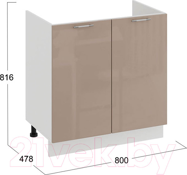 Изображение товара Шкаф под мойку ТриЯ Весна 1Н8М (белый/кофе с молоком)